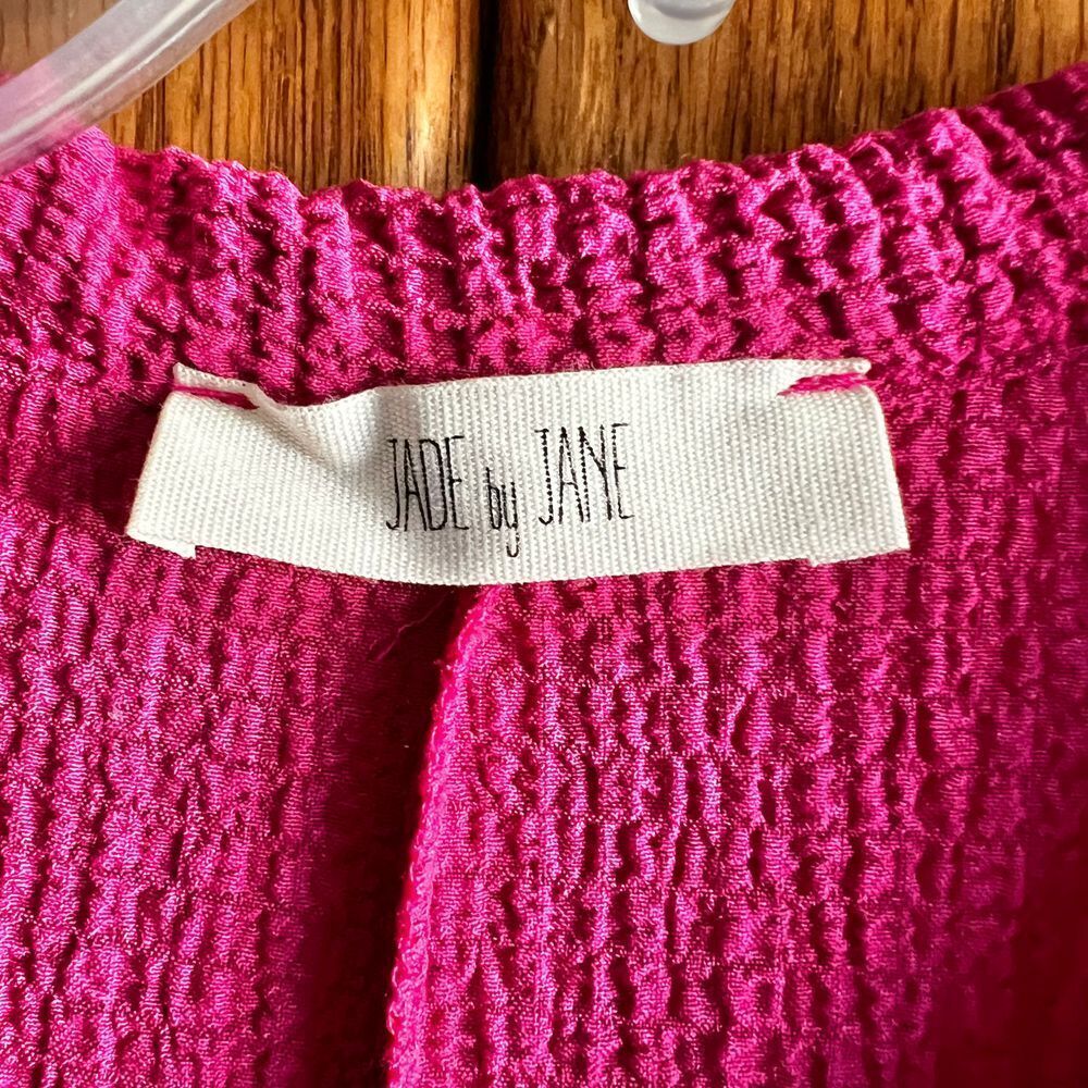 Jade by Jane XL Jumpsuit textured shirt sleeve fushia NWOT - Picture 5 of 10